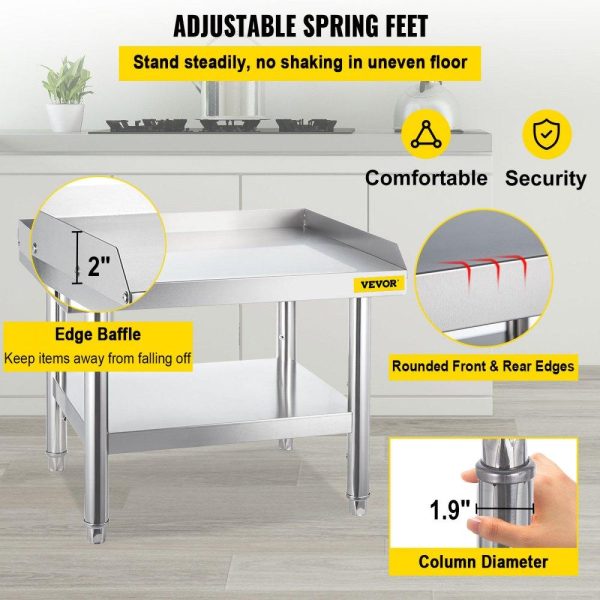 Restaurant Furniture | Stainless Steel Equipment Grill Stand, 24 x 28 x 24 Inches Stainless Table, Grill Stand Table with Adjustable Storage Undershelf, Equipment Stand Grill Table for Hotel, Home, Restaurant Kitchen Restaurant & Food Service Restaurant Furniture