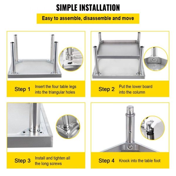 Restaurant Furniture | Stainless Steel Equipment Grill Stand, 24 x 28 x 24 Inches Stainless Table, Grill Stand Table with Adjustable Storage Undershelf, Equipment Stand Grill Table for Hotel, Home, Restaurant Kitchen Restaurant & Food Service Restaurant Furniture