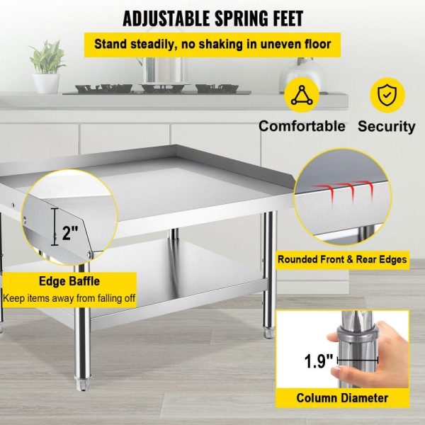 Restaurant Furniture | Stainless Steel Equipment Grill Stand, 36 x 30 x 24 Inches Stainless Table, Grill Stand Table with Adjustable Storage Undershelf, Equipment Stand Grill Table for Hotel, Home, Restaurant Kitchen Restaurant & Food Service Restaurant Furniture