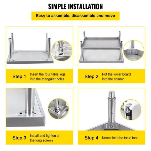 Restaurant Furniture | Stainless Steel Equipment Grill Stand, 36 x 30 x 24 Inches Stainless Table, Grill Stand Table with Adjustable Storage Undershelf, Equipment Stand Grill Table for Hotel, Home, Restaurant Kitchen Restaurant & Food Service Restaurant Furniture