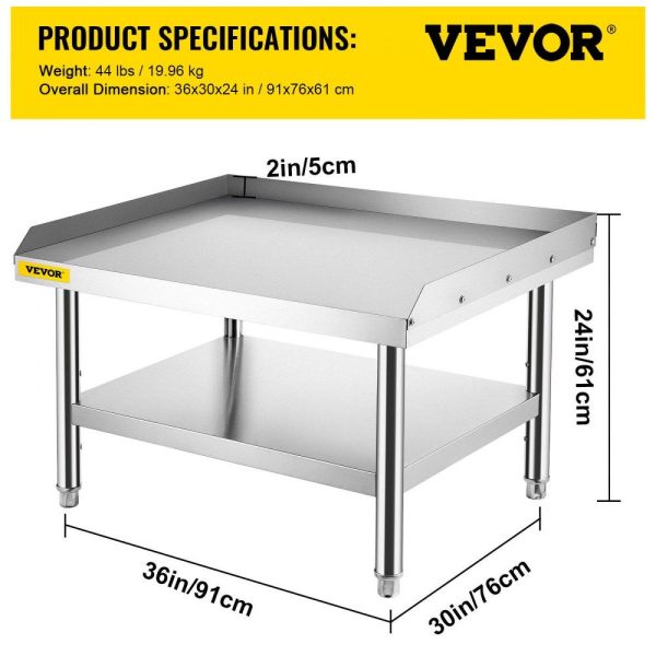 Restaurant Furniture | Stainless Steel Equipment Grill Stand, 36 x 30 x 24 Inches Stainless Table, Grill Stand Table with Adjustable Storage Undershelf, Equipment Stand Grill Table for Hotel, Home, Restaurant Kitchen Restaurant & Food Service Restaurant Furniture