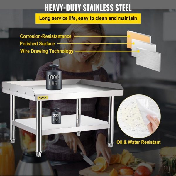 Restaurant Furniture | Stainless Steel Equipment Grill Stand, 60 x 30 x 24 Inches Stainless Table, Grill Stand Table with Adjustable Storage Undershelf, Equipment Stand Grill Table for Hotel, Home, Restaurant Kitchen Restaurant & Food Service Restaurant Furniture