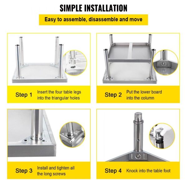 Restaurant Furniture | Stainless Steel Equipment Grill Stand, 60 x 30 x 24 Inches Stainless Table, Grill Stand Table with Adjustable Storage Undershelf, Equipment Stand Grill Table for Hotel, Home, Restaurant Kitchen Restaurant & Food Service Restaurant Furniture