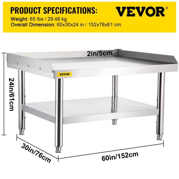 Restaurant Furniture | Stainless Steel Equipment Grill Stand, 60 x 30 x 24 Inches Stainless Table, Grill Stand Table with Adjustable Storage Undershelf, Equipment Stand Grill Table for Hotel, Home, Restaurant Kitchen Restaurant & Food Service Restaurant Furniture