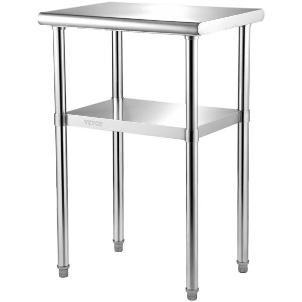 Restaurant Furniture | Stainless Steel Prep Table, 24 x 18 x 36 Inch, 600lbs Load Capacity Heavy Duty Metal Worktable with Adjustable Undershelf & Feet, Commercial Workstation for Kitchen Restaurant Garage Backyard Restaurant & Food Service Restaurant Furniture