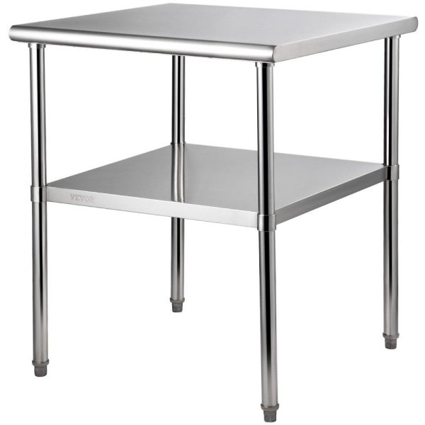 Restaurant Furniture | Stainless Steel Prep Table, 30 x 30 x 36 Inch, 800lbs Load Capacity Heavy Duty Metal Worktable with Adjustable Undershelf & Feet, Commercial Workstation for Kitchen Garage Restaurant Backyard Restaurant & Food Service Restaurant Furniture