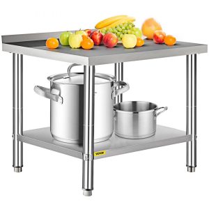 Restaurant Furniture | Stainless Steel Prep Table, 36 x 24 x 35 Inch, 440lbs Load Capacity Heavy Duty Metal Worktable with Backsplash and Adjustable Undershelf, Commercial Workstation for Kitchen Restaurant Restaurant & Food Service Restaurant Furniture