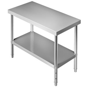 Restaurant Furniture | Stainless Steel Prep Table, 48 x 18 x 34 Inch, 550lbs Load Capacity Heavy Duty Metal Worktable with Adjustable Undershelf, Commercial Workstation for Kitchen Restaurant Garage Backyard Restaurant & Food Service Restaurant Furniture