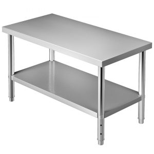 Restaurant Furniture | Stainless Steel Prep Table, 48 x 30 x 34 Inch, 550lbs Load Capacity Heavy Duty Metal Worktable with Adjustable Undershelf, Commercial Workstation for Kitchen Restaurant Garage Backyard Restaurant & Food Service Restaurant Furniture