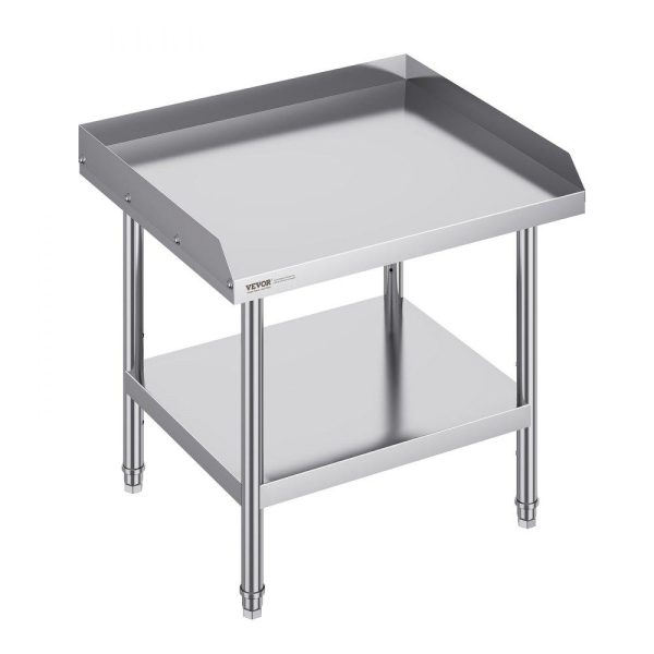 Restaurant Furniture | Stainless Steel Work Table, 24 x 28 x 26 Inch Commercial Food Prep Worktable, 3-Sided Backsplash Heavy Duty Prep Worktable, Metal Work Table with Adjustable Height for Restaurant Home Hotel Restaurant & Food Service Restaurant Furniture