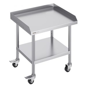 Restaurant Furniture | Stainless Steel Work Table, 24 x 28 x 30 Inch Commercial Food Prep Worktable with 4 Wheels, Casters, 3-Sided Backsplash Heavy Duty Prep Worktable, Metal Work Table for Restaurant Home Hotel Restaurant & Food Service Restaurant Furniture