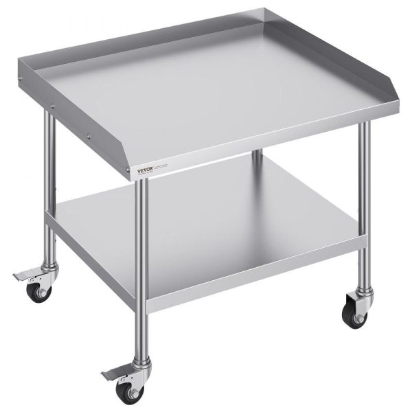 Restaurant Furniture | Stainless Steel Work Table, 30 x 36 x 30 Inch Commercial Food Prep Worktable with 4 Wheels, Casters, 3-Sided Backsplash Heavy Duty Prep Worktable, Metal Work Table for Restaurant Home Hotel Restaurant & Food Service Restaurant Furniture