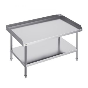 Restaurant Furniture | Stainless Steel Work Table, 30 x 48 x 26 Inch Commercial Food Prep Worktable, 3-Sided Backsplash Heavy Duty Prep Worktable, Metal Work Table with Adjustable Height for Restaurant Home Hotel Restaurant & Food Service Restaurant Furniture