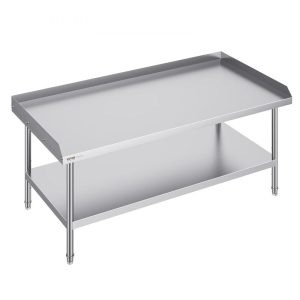 Restaurant Furniture | Stainless Steel Work Table, 30 x 60 x 26 Inch Commercial Food Prep Worktable, 3-Sided Backsplash Heavy Duty Prep Worktable, Metal Work Table with Adjustable Height for Restaurant Home Hotel Restaurant & Food Service Restaurant Furniture