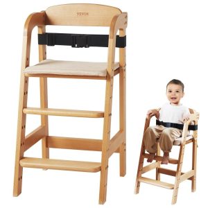 Restaurant Furniture | Wooden High Chair for Babies & Toddlers, Convertible Adjustable Feeding Chair, Eat & Grow High Chair with Seat Cushion, Portable Baby Dining Booster Seat, Beech Wood Toddler Chair, Natural Restaurant & Food Service Restaurant Furniture