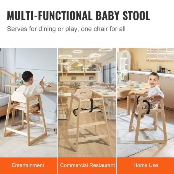 Restaurant Furniture | Wooden High Chair for Babies & Toddlers, Double Solid Wood Feeding Chair, Eat & Grow Portable High Chair, Easy to Clean Baby Booster Seat, Compact Toddler Chair, Natural Restaurant & Food Service Restaurant Furniture