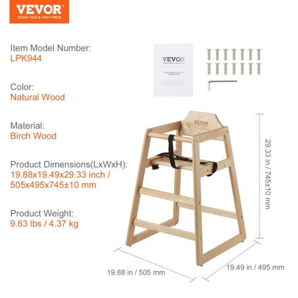 Restaurant Furniture | Wooden High Chair for Babies & Toddlers, Double Solid Wood Feeding Chair, Eat & Grow Portable High Chair, Easy to Clean Baby Booster Seat, Compact Toddler Chair, Natural Restaurant & Food Service Restaurant Furniture