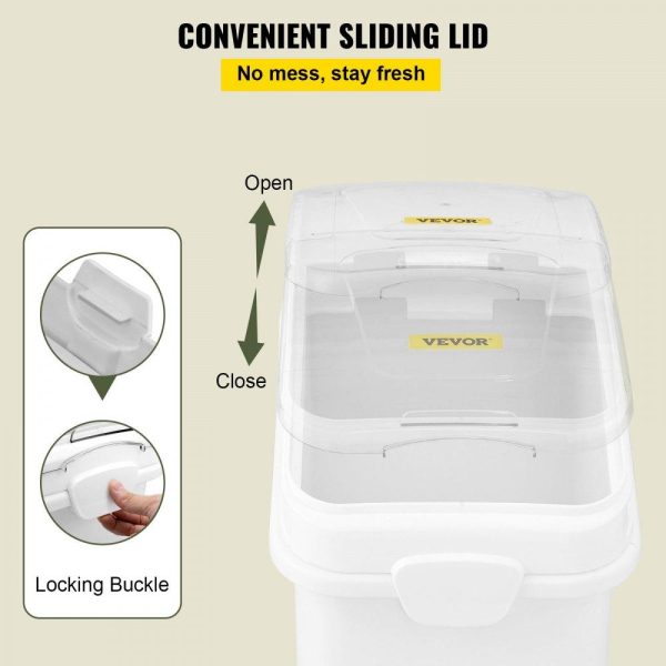 Smallwares | 27 Gallon Ingredient Storage Bin 500 Cup Ingredient Bin with Scoop and Sliding Lid Commercial Food Container Ideal for Kitchen, White Restaurant & Food Service Smallwares