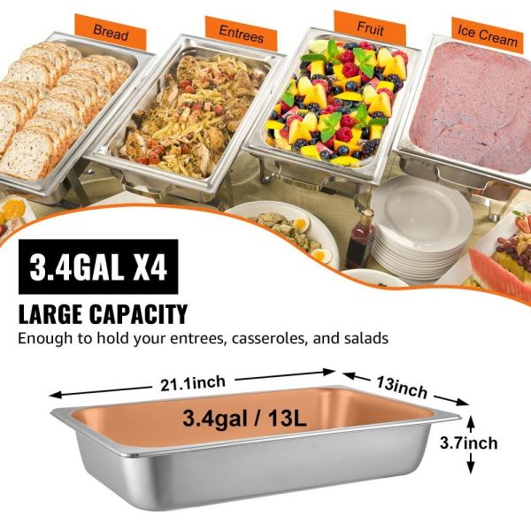 Smallwares | 4 Pack Steam Table Pans 20.9 x 12.8 x 3.9 Inch Deep Steam Table Pan Full Size 13L Deep Food Container Stainless Steel Oven Tray Hotel Pans Anti-Jam Steam Table Food Pan Restaurant & Food Service Smallwares