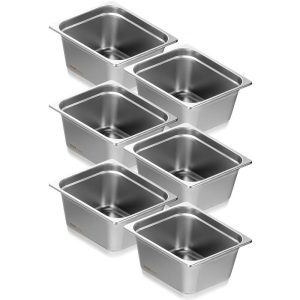 Smallwares | 6 Pack Hotel Pans, 1/2 Size Anti-Jam Steam Pan, 0.8mm Thick Stainless Steel Restaurant Steam Table Pan, 6-Inch Deep Commercial Table Pan, Catering Storage Food Pan, for Industrial & Scientific Restaurant & Food Service Smallwares