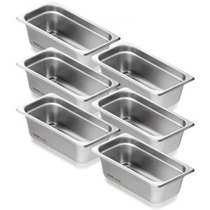 Smallwares | 6 Pack Hotel Pans, 1/3 Size Anti-Jam Steam Pan, 0.8mm Thick Stainless Steel Restaurant Steam Table Pan, 4-Inch Deep Commercial Table Pan, Catering Storage Food Pan, for Industrial & Scientific Restaurant & Food Service Smallwares