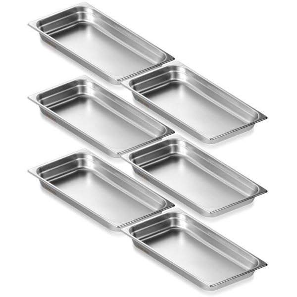 Smallwares | 6 Pack Hotel Pans, Full Size Anti-Jam Steam Pan, 0.8mm Thick Stainless Steel Restaurant Steam Table Pan, 2.5-Inch Deep Commercial Table Pan, Catering Storage Food Pan, for Industrial & Scientifi Restaurant & Food Service Smallwares