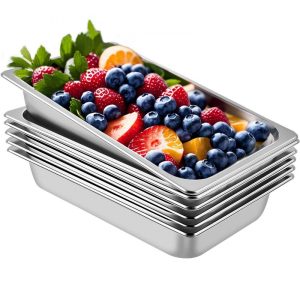 Smallwares | 6 Pack Steam Table Pans 20.9 x 12.8 x 3.9 Inch Deep Steam Table Pan Full Size 13L Deep Food Container Stainless Steel Oven Tray Hotel Pans Anti-Jam Steam Table Food Pan Restaurant & Food Service Smallwares