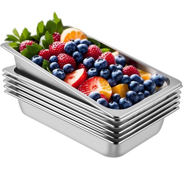 Smallwares | 6 Pack Steam Table Pans 20.9 x 12.8 x 3.9 Inch Deep Steam Table Pan Full Size 13L Deep Food Container Stainless Steel Oven Tray Hotel Pans Anti-Jam Steam Table Food Pan Restaurant & Food Service Smallwares