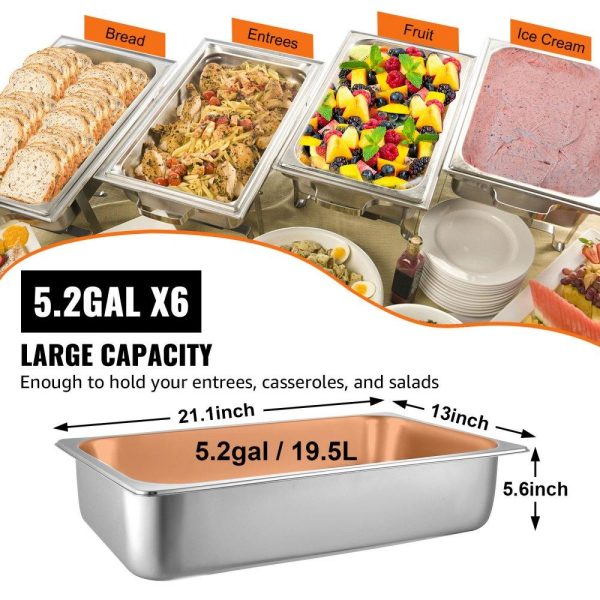 Smallwares | 6 Pack Steam Table Pans 20.9 x 12.8 x 5.9 Inch Deep Steam Table Pan Full Size 20.5L Deep Food Container Stainless Steel Oven Tray Hotel Pans Anti-Jam Steam Table Food Pan Restaurant & Food Service Smallwares