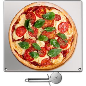 Smallwares | Baking Steel Pizza, Square Steel Pizza Stone, 14″ x 14″ Steel Pizza Plate, 0.4″Thick Steel Pizza Pan, High-Performance Pizza Steel for Oven, Baking Surface for Oven Cooking and Baking Restaurant & Food Service Smallwares