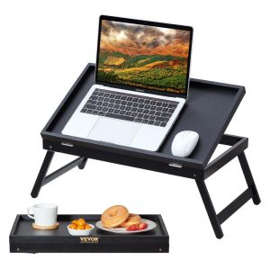 Smallwares | Bed Tray Table with Foldable Legs, Bamboo Breakfast Tray for Sofa, Bed, Eating, Snacking, and Working, Adjustable Tabletop Slope Serving Laptop Desk Tray, Portable Food Snack Platter, 20″x12.2″ Restaurant & Food Service Smallwares