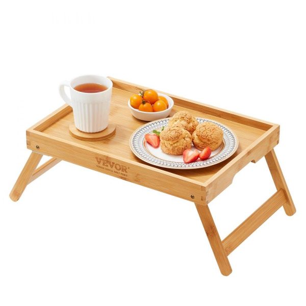 Smallwares | Bed Tray Table with Foldable Legs, Bamboo Breakfast Tray for Sofa, Bed, Eating, Snacking, and Working, Folding Serving Laptop Desk Tray, Portable Food Snack Platter for Picnic, 15.7″ x 11″ Restaurant & Food Service Smallwares