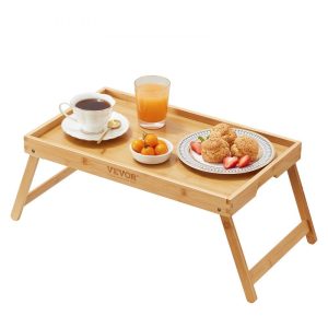 Smallwares | Bed Tray Table with Foldable Legs, Bamboo Breakfast Tray for Sofa, Bed, Eating, Snacking, and Working, Folding Serving Laptop Desk Tray, Portable Food Snack Platter for Picnic, 19.7″ x 11.8″ Restaurant & Food Service Smallwares