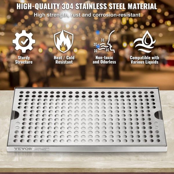 Smallwares | Beer Drip Tray, 304 Stainless Steel Kegerator Drip Trays with 4 Non-Slip Rubber Pads and Detachable Cover, Heat / Cold Resistant Beer Tower Drip Pan for Bar Restaurant Coffee Shop Home Restaurant & Food Service Smallwares