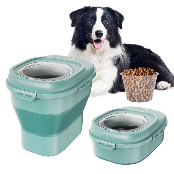 Smallwares | Collapsible Dog Food Storage Container, 50 lbs Capacity Large Dispenser Bin with Attachable Casters, Airtight Lid Kitchen Rice Cereal Flour Bin, Pet food Containers For Cat, Bird, Other Pet Food Restaurant & Food Service Smallwares