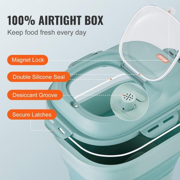 Smallwares | Collapsible Dog Food Storage Container, 50 lbs Capacity Large Dispenser Bin with Attachable Casters, Airtight Lid Kitchen Rice Cereal Flour Bin, Pet food Containers For Cat, Bird, Other Pet Food Restaurant & Food Service Smallwares