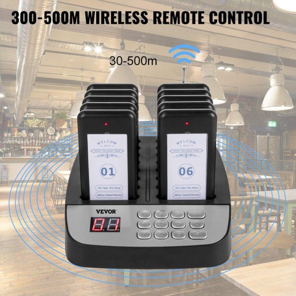 Smallwares | F100 Restaurant Pager System 10 Pagers, Max 98 Beepers Wireless Calling System, Set with Vibration, Flashing and Buzzer for Church, Nurse,Hospital & Hotel Restaurant & Food Service Smallwares