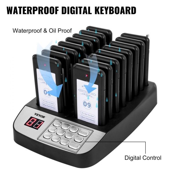 Smallwares | F100 Restaurant Pager System 16 Pagers, Max 98 Beepers Wireless Calling System, Set with Vibration, Flashing and Buzzer for Church, Nurse,Hospital & Hotel Restaurant & Food Service Smallwares