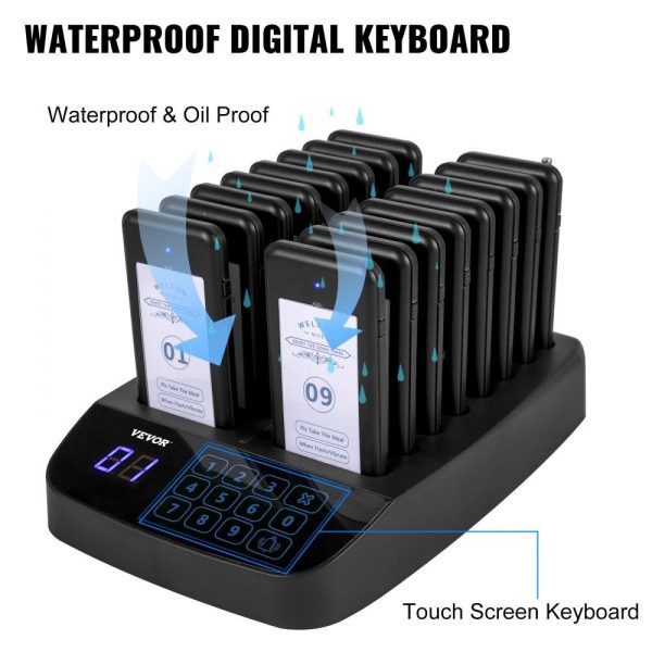 Smallwares | F101 Restaurant Pager System 16 Pagers, Max 98 Beepers Wireless Calling System, Touch Keyboard with Vibration, Flashing and Buzzer for Church, Nurse,Hospital & Hotel Restaurant & Food Service Smallwares