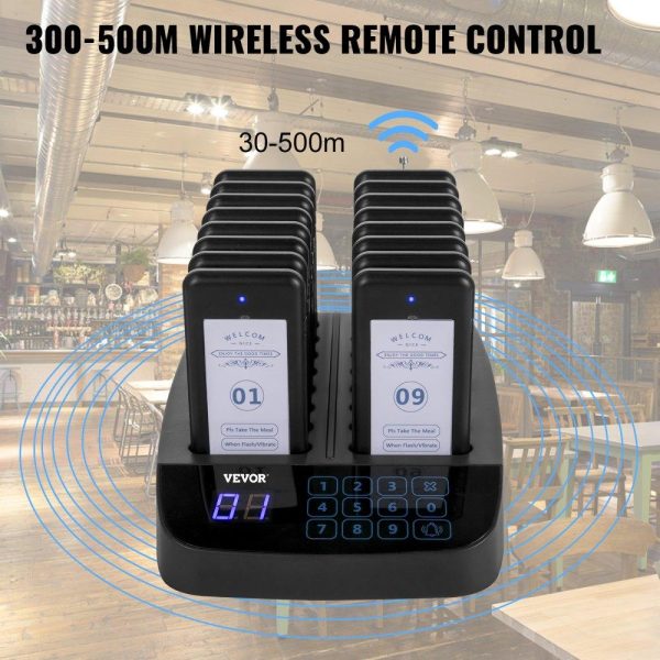 Smallwares | F101 Restaurant Pager System 16 Pagers, Max 98 Beepers Wireless Calling System, Touch Keyboard with Vibration, Flashing and Buzzer for Church, Nurse,Hospital & Hotel Restaurant & Food Service Smallwares