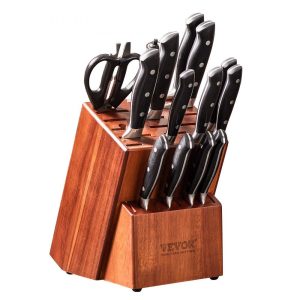 Smallwares | Knife Storage Block 25 Slots, Acacia Wood Universal Knife Holders Without Knives, Large Countertop Butcher Block Knife Organizer, Multifunctional Knife Rack Stand for Easy Kitchen Storage Restaurant & Food Service Smallwares