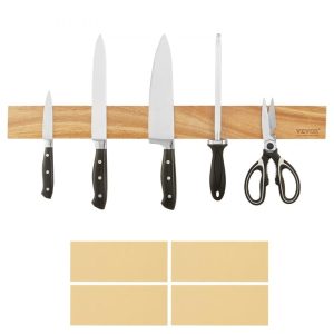 Smallwares | Magnetic Knife Holder with Enhanced Strong Magnet, 24″ No Drilling Knife Strips Organizer for Wall, Multifunctional Storage Acacia Wood Knives Rack, Knife Bar for Kitchen Knives, Utensils, Tools Restaurant & Food Service Smallwares