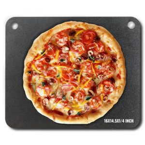 Smallwares | Pizza Steel, 16″ x 14.5″ x 1/4″ Pizza Steel Plate for Oven, Pre-Seasoned Carbon Steel Pizza Baking Stone with 20X Higher Conductivity, Heavy Duty Pizza Pan for Outdoor Grill, Indoor Oven Restaurant & Food Service Smallwares