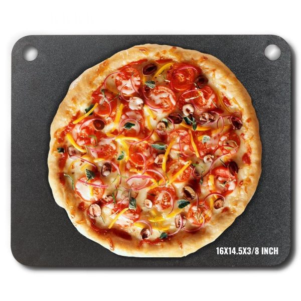 Smallwares | Pizza Steel, 16″ x 14.5″ x 3/8″ Pizza Steel Plate for Oven, Pre-Seasoned Carbon Steel Pizza Baking Stone with 20X Higher Conductivity, Heavy Duty Pizza Pan for Outdoor Grill, Indoor Oven Restaurant & Food Service Smallwares