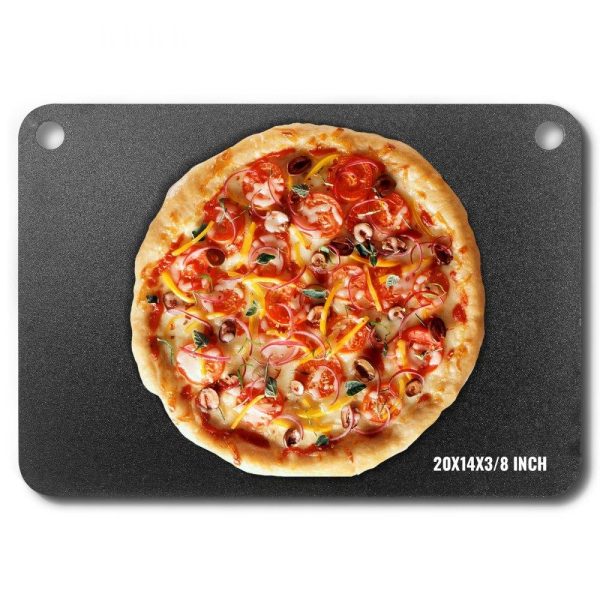 Smallwares | Pizza Steel, 20″ x 14″ x 3/8″ Pizza Steel Plate for Oven, Pre-Seasoned Carbon Steel Pizza Baking Stone with 20X Higher Conductivity, Heavy Duty Rustproof Pizza Pan for Outdoor Grill, Indoor Oven Restaurant & Food Service Smallwares