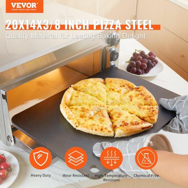 Smallwares | Pizza Steel, 20″ x 14″ x 3/8″ Pizza Steel Plate for Oven, Pre-Seasoned Carbon Steel Pizza Baking Stone with 20X Higher Conductivity, Heavy Duty Rustproof Pizza Pan for Outdoor Grill, Indoor Oven Restaurant & Food Service Smallwares