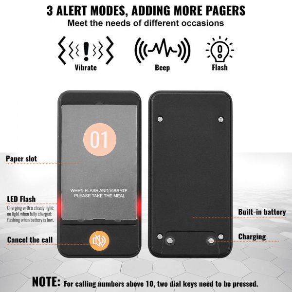 Smallwares | Restaurant Pager System, Wireless 400m Long Range Lineup Waiting Queue Signal, Guest Customer Calling Beepers with Vibration & Flashing, 10 Buzzers for Food Truck, Church, Nursery, Hospital Restaurant & Food Service Smallwares