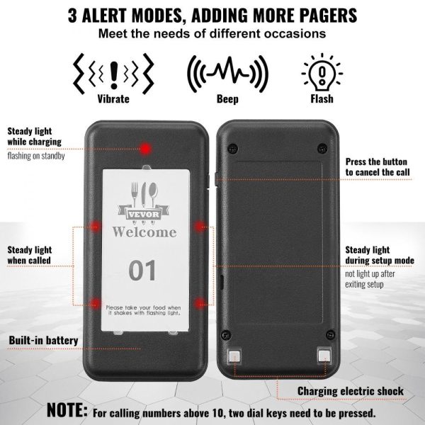 Smallwares | Restaurant Pager System, Wireless 500m Long Range Lineup Waiting Queue Signal, Guest Customer Calling Beepers with Vibration & Flashing, 16 Buzzers for Food Truck, Church, Nursery, Hospital Restaurant & Food Service Smallwares