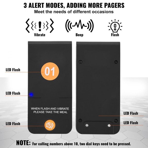 Smallwares | Restaurant Pager System, Wireless 500m Long Range Lineup Waiting Queue Signal, Guest Customer Calling Beepers with Vibration & Flashing, 16 Buzzers for Food Truck, Church, Nursery, Hospital Restaurant & Food Service Smallwares