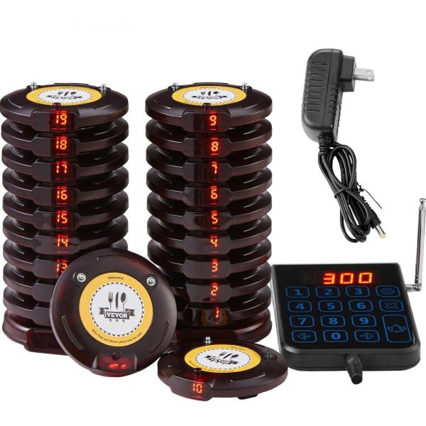 Smallwares | Restaurant Pager System, Wireless 500m Long Range Lineup Waiting Queue Signal, Guest Customer Calling Beepers with Vibration & Flashing, 20 Buzzers for Food Truck, Church, Nursery, Hospital Restaurant & Food Service Smallwares